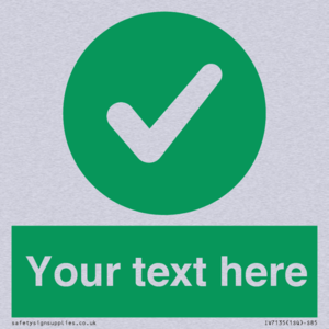 Custom green background, green circle with tick